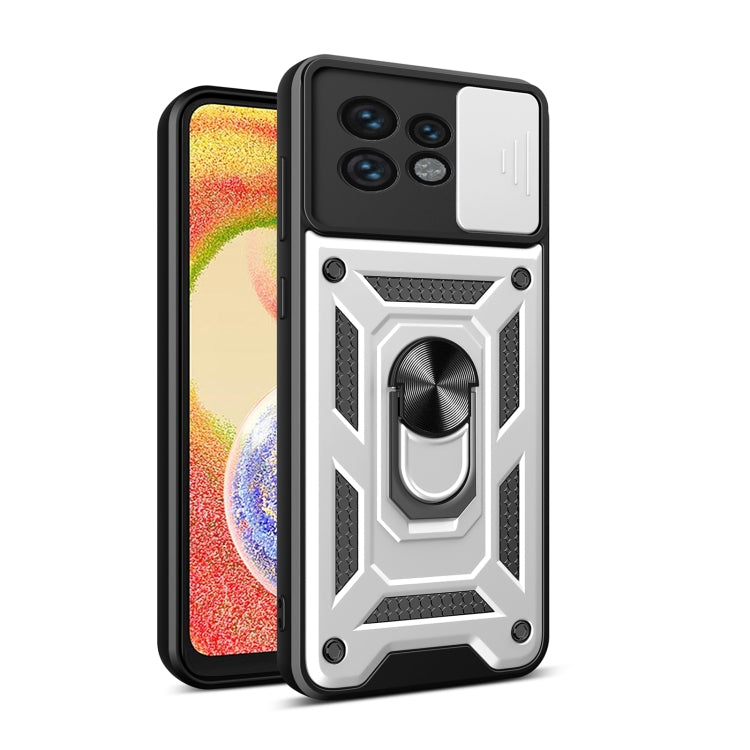 For Motorola Edge 40 Pro Sliding Camera Cover Design TPU Hybrid PC Phone Case(Silver) - Motorola Cases by PMC Jewellery | Online Shopping South Africa | PMC Jewellery | Buy Now Pay Later Mobicred