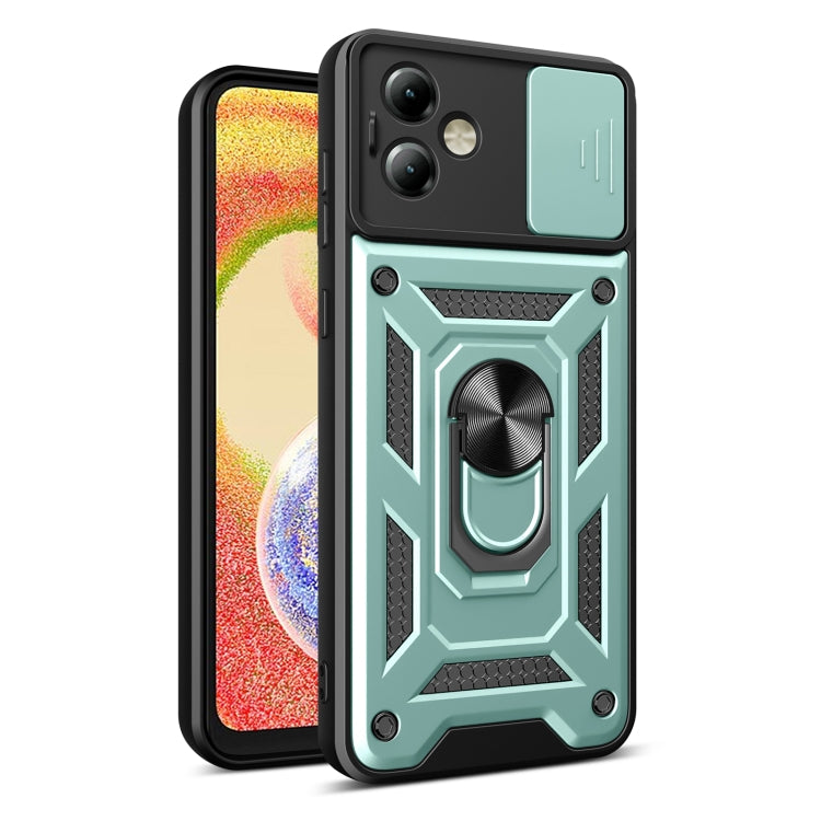 For Motorola Moto G14 Sliding Camera Cover Design TPU Hybrid PC Phone Case(Mint Green) - Motorola Cases by PMC Jewellery | Online Shopping South Africa | PMC Jewellery | Buy Now Pay Later Mobicred