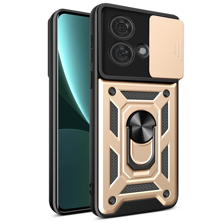 For Motorola Edge 40 Neo 5G Sliding Camera Cover Design TPU Hybrid PC Phone Case(Gold) - Motorola Cases by PMC Jewellery | Online Shopping South Africa | PMC Jewellery | Buy Now Pay Later Mobicred