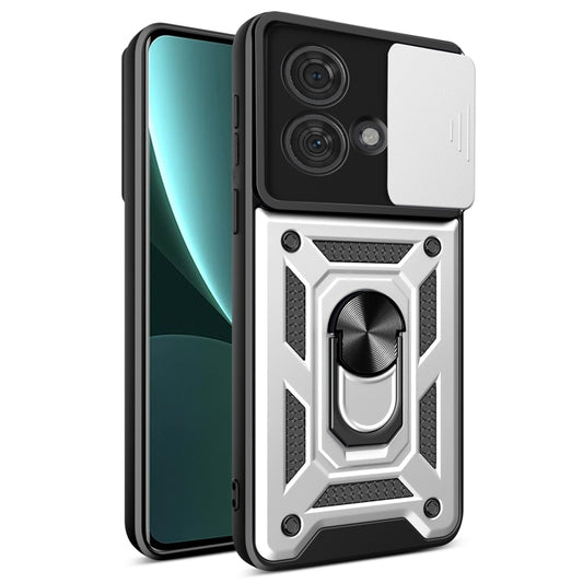 For Motorola Edge 40 Neo 5G Sliding Camera Cover Design TPU Hybrid PC Phone Case(Silver) - Motorola Cases by PMC Jewellery | Online Shopping South Africa | PMC Jewellery | Buy Now Pay Later Mobicred