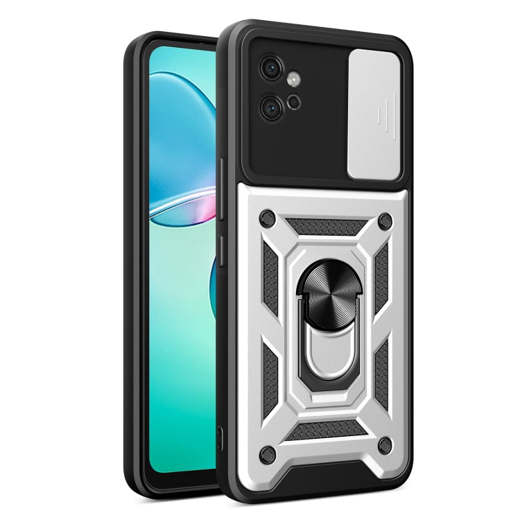 For Motorola Moto G32 Sliding Camera Cover Design TPU Hybrid PC Phone Case(Silver) - Motorola Cases by PMC Jewellery | Online Shopping South Africa | PMC Jewellery | Buy Now Pay Later Mobicred