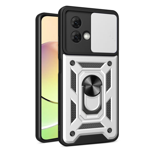 For Motorola Moto G84 Sliding Camera Cover Design TPU Hybrid PC Phone Case(Silver) - Motorola Cases by PMC Jewellery | Online Shopping South Africa | PMC Jewellery | Buy Now Pay Later Mobicred