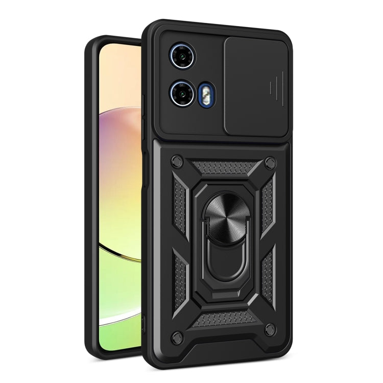 For Motorola Moto G04 / G24 Sliding Camera Cover Design TPU Hybrid PC Phone Case(Black) - Motorola Cases by PMC Jewellery | Online Shopping South Africa | PMC Jewellery | Buy Now Pay Later Mobicred