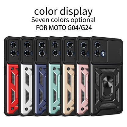 For Motorola Moto G04 / G24 Sliding Camera Cover Design TPU Hybrid PC Phone Case(Black) - Motorola Cases by PMC Jewellery | Online Shopping South Africa | PMC Jewellery | Buy Now Pay Later Mobicred