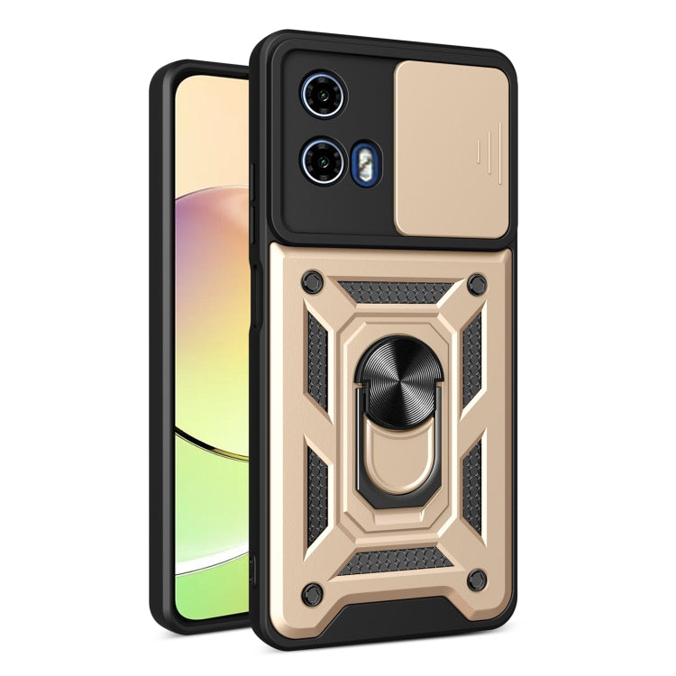 For Motorola Moto G04 / G24 Sliding Camera Cover Design TPU Hybrid PC Phone Case(Gold) - Motorola Cases by PMC Jewellery | Online Shopping South Africa | PMC Jewellery | Buy Now Pay Later Mobicred