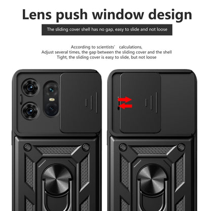 For Motorola Edge 50 Pro Global Sliding Camera Cover Design TPU Hybrid PC Phone Case(Black) - Motorola Cases by PMC Jewellery | Online Shopping South Africa | PMC Jewellery | Buy Now Pay Later Mobicred