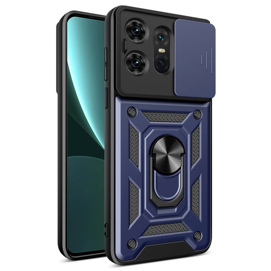 For Motorola Edge 50 Pro Global Sliding Camera Cover Design TPU Hybrid PC Phone Case(Blue) - Motorola Cases by PMC Jewellery | Online Shopping South Africa | PMC Jewellery | Buy Now Pay Later Mobicred