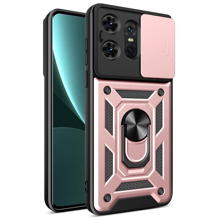 For Motorola Edge 50 Pro Global Sliding Camera Cover Design TPU Hybrid PC Phone Case(Rose Gold) - Motorola Cases by PMC Jewellery | Online Shopping South Africa | PMC Jewellery | Buy Now Pay Later Mobicred