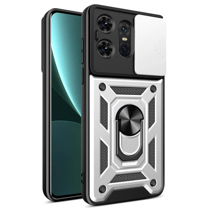 For Motorola Edge 50 Pro Global Sliding Camera Cover Design TPU Hybrid PC Phone Case(Silver) - Motorola Cases by PMC Jewellery | Online Shopping South Africa | PMC Jewellery | Buy Now Pay Later Mobicred