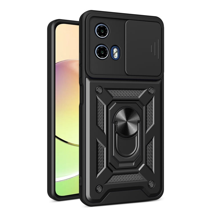 For Motorola Moto G34 5G Sliding Camera Cover Design TPU Hybrid PC Phone Case(Black) - Motorola Cases by PMC Jewellery | Online Shopping South Africa | PMC Jewellery | Buy Now Pay Later Mobicred