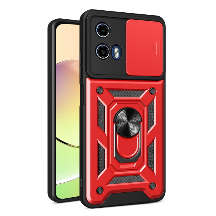 For Motorola Moto G34 5G Sliding Camera Cover Design TPU Hybrid PC Phone Case(Red) - Motorola Cases by PMC Jewellery | Online Shopping South Africa | PMC Jewellery | Buy Now Pay Later Mobicred