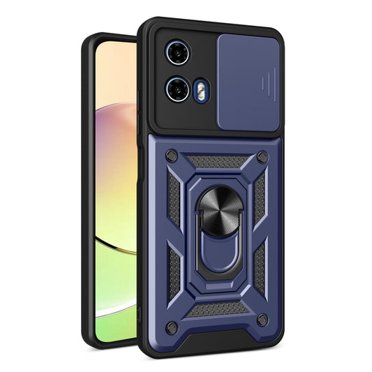 For Motorola Moto G34 5G Sliding Camera Cover Design TPU Hybrid PC Phone Case(Blue) - Motorola Cases by PMC Jewellery | Online Shopping South Africa | PMC Jewellery | Buy Now Pay Later Mobicred