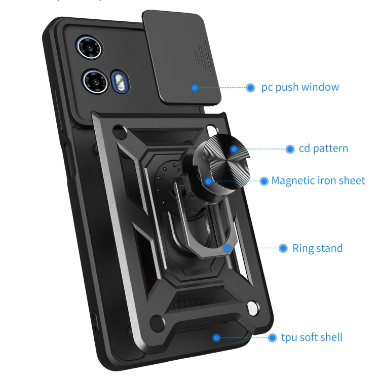 For Motorola Moto G34 5G Sliding Camera Cover Design TPU Hybrid PC Phone Case(Blue) - Motorola Cases by PMC Jewellery | Online Shopping South Africa | PMC Jewellery | Buy Now Pay Later Mobicred