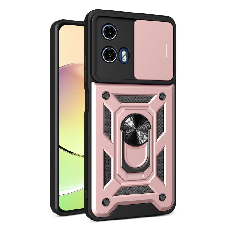 For Motorola Moto G34 5G Sliding Camera Cover Design TPU Hybrid PC Phone Case(Rose Gold) - Motorola Cases by PMC Jewellery | Online Shopping South Africa | PMC Jewellery | Buy Now Pay Later Mobicred