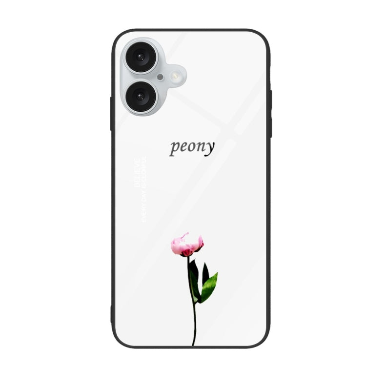 For iPhone 16 Plus Colorful Painted Glass Phone Case(A Flower) - iPhone 16 Plus Cases by PMC Jewellery | Online Shopping South Africa | PMC Jewellery | Buy Now Pay Later Mobicred