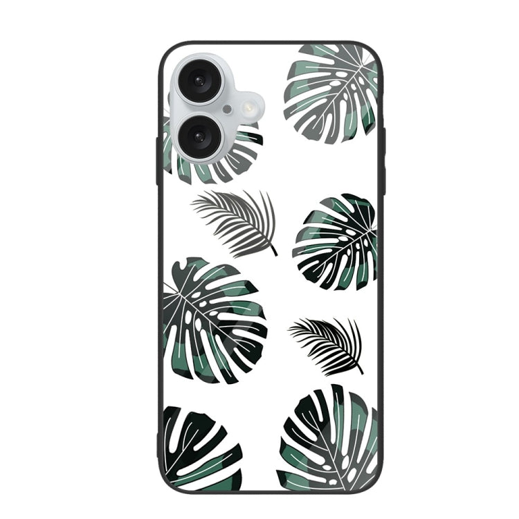 For iPhone 16 Colorful Painted Glass Phone Case(Banana Leaf) - iPhone 16 Cases by PMC TechLife | Online Shopping South Africa | PMC TechLife | Buy Now Pay Later Mobicred