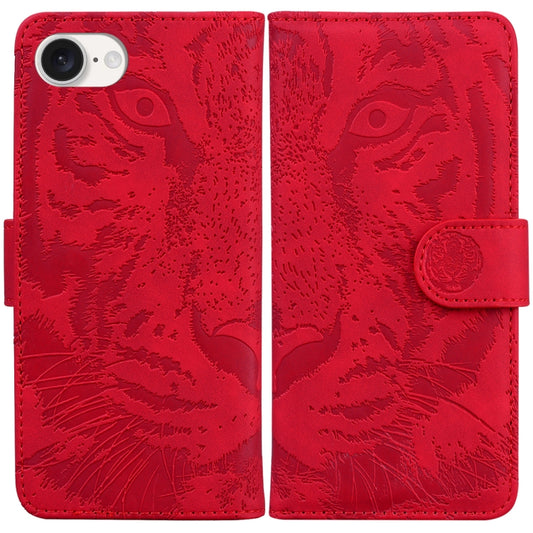 For iPhone SE 2024 Tiger Embossing Pattern Leather Phone Case(Red) - More iPhone Cases by PMC Jewellery | Online Shopping South Africa | PMC Jewellery | Buy Now Pay Later Mobicred