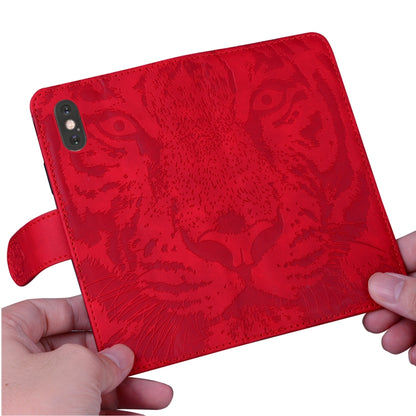 For iPhone SE 2024 Tiger Embossing Pattern Leather Phone Case(Red) - More iPhone Cases by PMC Jewellery | Online Shopping South Africa | PMC Jewellery | Buy Now Pay Later Mobicred