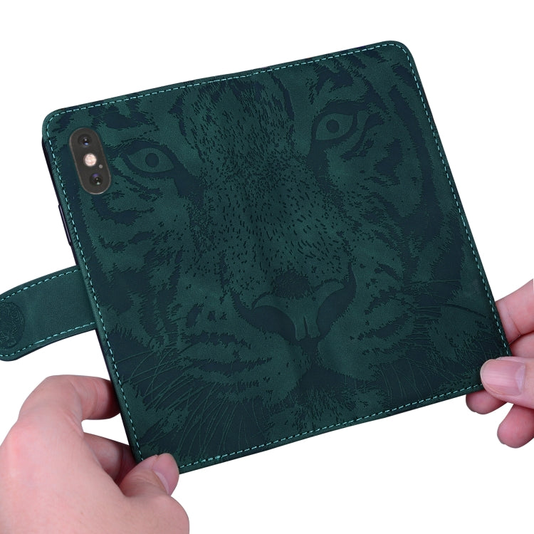 For iPhone SE 2024 Tiger Embossing Pattern Leather Phone Case(Green) - More iPhone Cases by PMC Jewellery | Online Shopping South Africa | PMC Jewellery | Buy Now Pay Later Mobicred