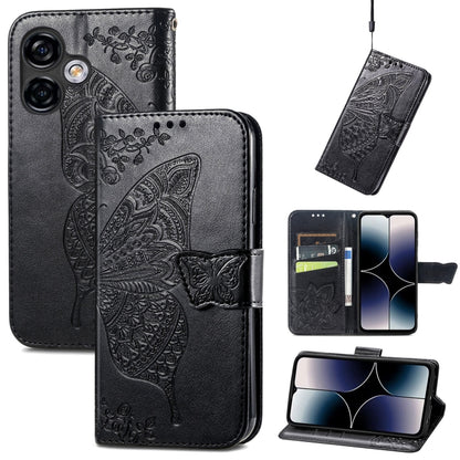 For Ulefone Note 16 Pro Butterfly Love Flower Embossed Leather Phone Case(Black) - Ulefone Cases by PMC Jewellery | Online Shopping South Africa | PMC Jewellery | Buy Now Pay Later Mobicred