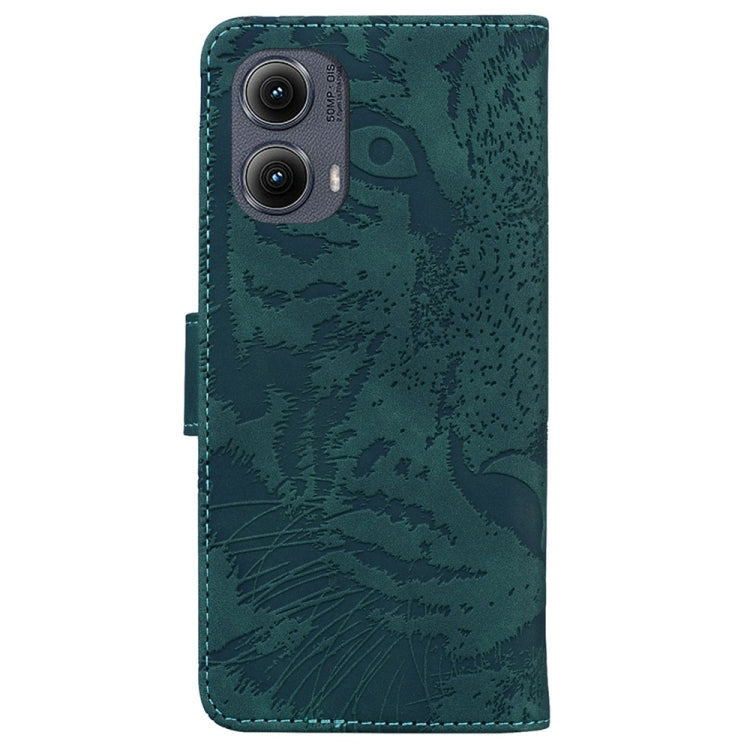 For Motorola Edge 2024 Tiger Embossing Pattern Leather Phone Case(Green) - Motorola Cases by PMC Jewellery | Online Shopping South Africa | PMC Jewellery | Buy Now Pay Later Mobicred