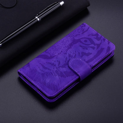 For Motorola Edge 2024 Tiger Embossing Pattern Leather Phone Case(Purple) - Motorola Cases by PMC Jewellery | Online Shopping South Africa | PMC Jewellery | Buy Now Pay Later Mobicred