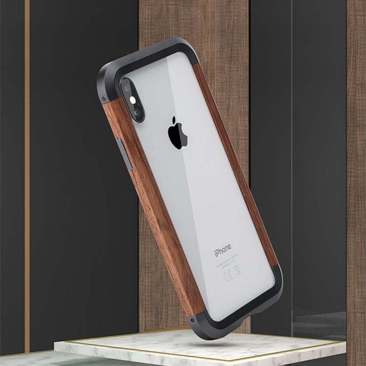 For iPhone XS Max R-JUST Metal + Wood Frame Protective Case - More iPhone Cases by R-JUST | Online Shopping South Africa | PMC Jewellery | Buy Now Pay Later Mobicred