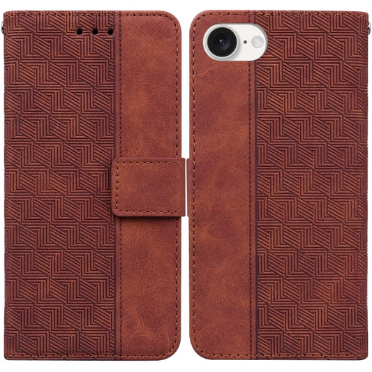 For iPhone SE 2024 Geometric Embossed Leather Phone Case(Brown) - More iPhone Cases by PMC Jewellery | Online Shopping South Africa | PMC Jewellery | Buy Now Pay Later Mobicred