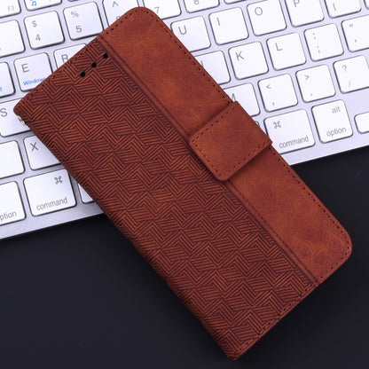 For iPhone SE 2024 Geometric Embossed Leather Phone Case(Brown) - More iPhone Cases by PMC Jewellery | Online Shopping South Africa | PMC Jewellery | Buy Now Pay Later Mobicred