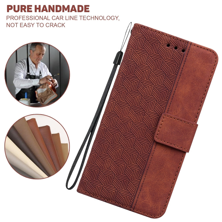 For iPhone SE 2024 Geometric Embossed Leather Phone Case(Brown) - More iPhone Cases by PMC Jewellery | Online Shopping South Africa | PMC Jewellery | Buy Now Pay Later Mobicred