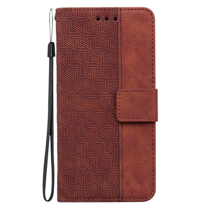 For Motorola Moto G Play 4G 2024 Geometric Embossed Leather Phone Case(Brown) - Motorola Cases by PMC Jewellery | Online Shopping South Africa | PMC Jewellery | Buy Now Pay Later Mobicred