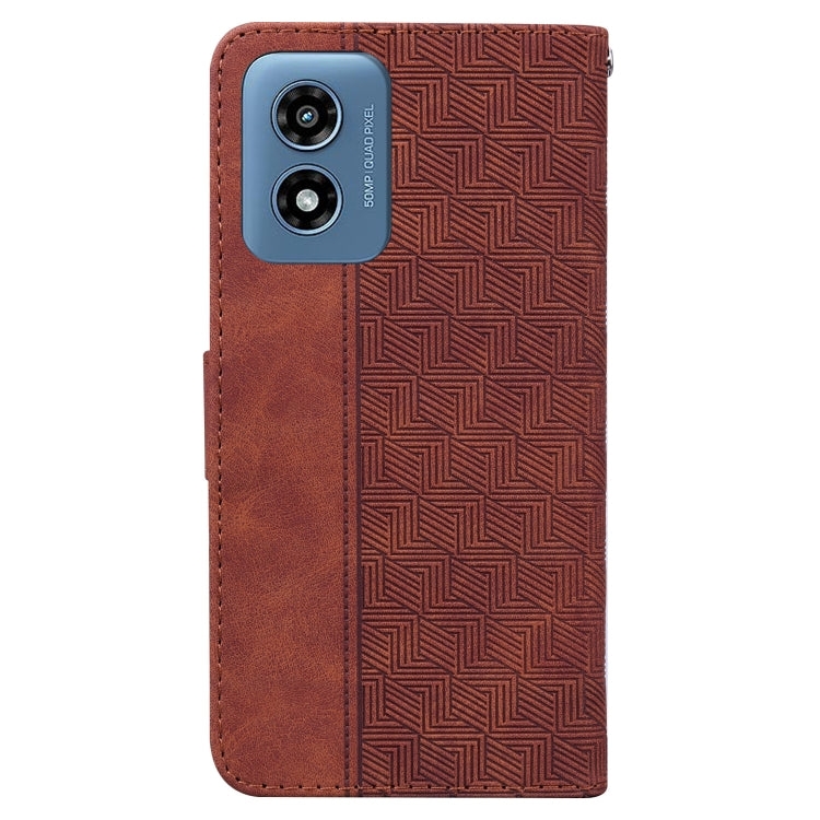 For Motorola Moto G Play 4G 2024 Geometric Embossed Leather Phone Case(Brown) - Motorola Cases by PMC Jewellery | Online Shopping South Africa | PMC Jewellery | Buy Now Pay Later Mobicred