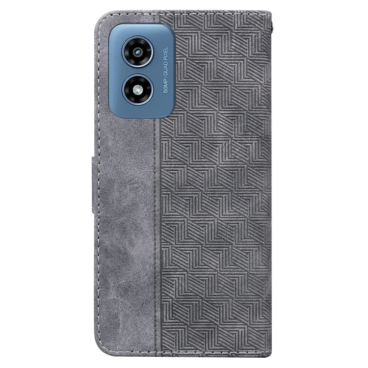 For Motorola Moto G Play 4G 2024 Geometric Embossed Leather Phone Case(Grey) - Motorola Cases by PMC Jewellery | Online Shopping South Africa | PMC Jewellery | Buy Now Pay Later Mobicred