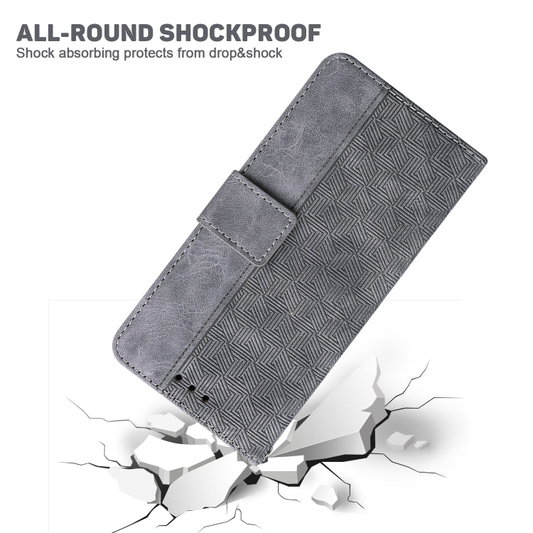 For Motorola Moto G Play 4G 2024 Geometric Embossed Leather Phone Case(Grey) - Motorola Cases by PMC Jewellery | Online Shopping South Africa | PMC Jewellery | Buy Now Pay Later Mobicred