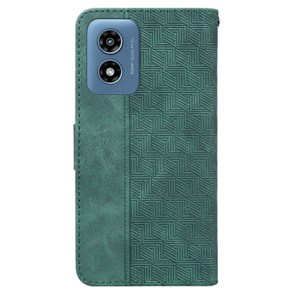 For Motorola Moto G Play 4G 2024 Geometric Embossed Leather Phone Case(Green) - Motorola Cases by PMC Jewellery | Online Shopping South Africa | PMC Jewellery | Buy Now Pay Later Mobicred