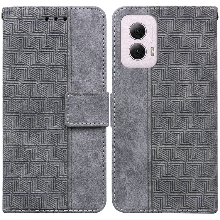 For Motorola Moto G Power 5G 2024 Geometric Embossed Leather Phone Case(Grey) - Motorola Cases by PMC Jewellery | Online Shopping South Africa | PMC Jewellery | Buy Now Pay Later Mobicred