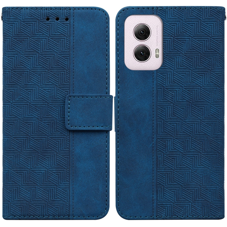 For Motorola Moto G Power 5G 2024 Geometric Embossed Leather Phone Case(Blue) - Motorola Cases by PMC Jewellery | Online Shopping South Africa | PMC Jewellery | Buy Now Pay Later Mobicred