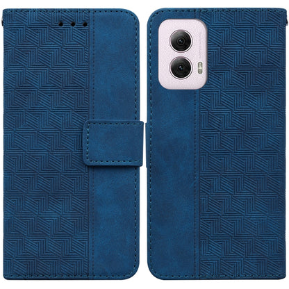 For Motorola Moto G Power 5G 2024 Geometric Embossed Leather Phone Case(Blue) - Motorola Cases by PMC Jewellery | Online Shopping South Africa | PMC Jewellery | Buy Now Pay Later Mobicred