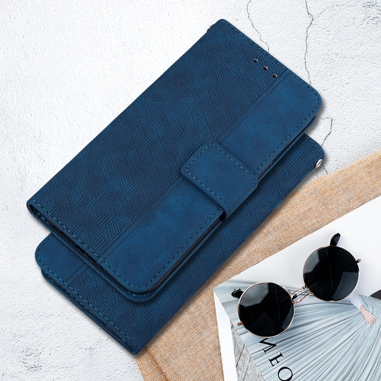 For Motorola Moto G Power 5G 2024 Geometric Embossed Leather Phone Case(Blue) - Motorola Cases by PMC Jewellery | Online Shopping South Africa | PMC Jewellery | Buy Now Pay Later Mobicred