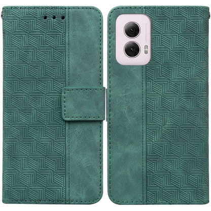 For Motorola Moto G Power 5G 2024 Geometric Embossed Leather Phone Case(Green) - Motorola Cases by PMC Jewellery | Online Shopping South Africa | PMC Jewellery | Buy Now Pay Later Mobicred