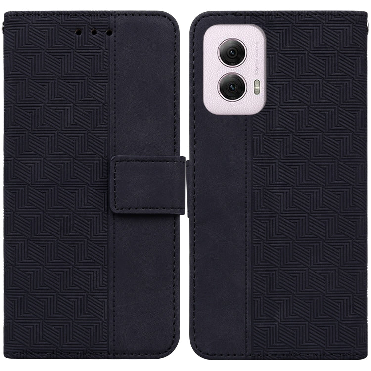 For Motorola Moto G Power 5G 2024 Geometric Embossed Leather Phone Case(Black) - Motorola Cases by PMC Jewellery | Online Shopping South Africa | PMC Jewellery | Buy Now Pay Later Mobicred