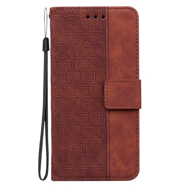 For Motorola Edge 2024 Geometric Embossed Leather Phone Case(Brown) - Motorola Cases by PMC Jewellery | Online Shopping South Africa | PMC Jewellery | Buy Now Pay Later Mobicred