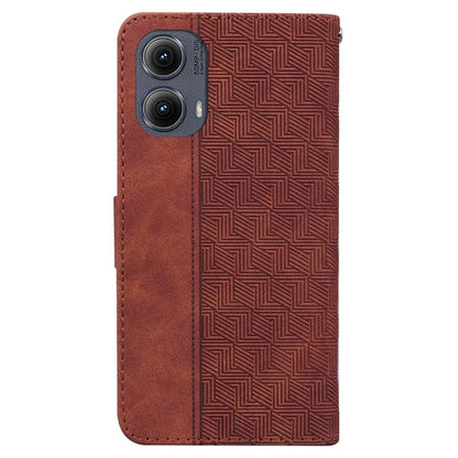 For Motorola Edge 2024 Geometric Embossed Leather Phone Case(Brown) - Motorola Cases by PMC Jewellery | Online Shopping South Africa | PMC Jewellery | Buy Now Pay Later Mobicred