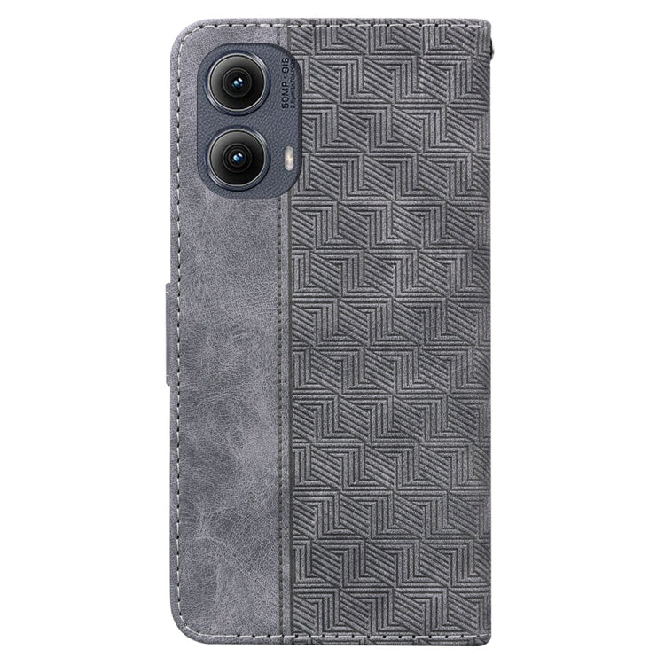 For Motorola Edge 2024 Geometric Embossed Leather Phone Case(Grey) - Motorola Cases by PMC Jewellery | Online Shopping South Africa | PMC Jewellery | Buy Now Pay Later Mobicred