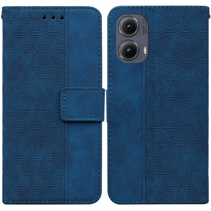 For Motorola Edge 2024 Geometric Embossed Leather Phone Case(Blue) - Motorola Cases by PMC Jewellery | Online Shopping South Africa | PMC Jewellery | Buy Now Pay Later Mobicred