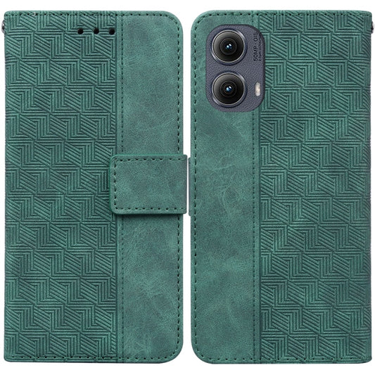 For Motorola Edge 2024 Geometric Embossed Leather Phone Case(Green) - Motorola Cases by PMC Jewellery | Online Shopping South Africa | PMC Jewellery | Buy Now Pay Later Mobicred