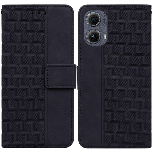 For Motorola Edge 2024 Geometric Embossed Leather Phone Case(Black) - Motorola Cases by PMC Jewellery | Online Shopping South Africa | PMC Jewellery | Buy Now Pay Later Mobicred