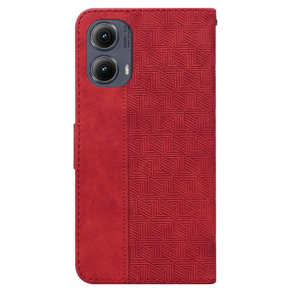 For Motorola Edge 2024 Geometric Embossed Leather Phone Case(Red) - Motorola Cases by PMC Jewellery | Online Shopping South Africa | PMC Jewellery | Buy Now Pay Later Mobicred