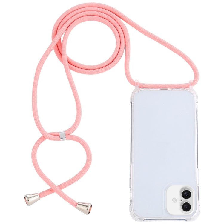 For iPhone 16 Plus Transparent Acrylic Airbag Shockproof Phone Protective Case with Lanyard(Pink) - iPhone 16 Plus Cases by PMC Jewellery | Online Shopping South Africa | PMC Jewellery | Buy Now Pay Later Mobicred