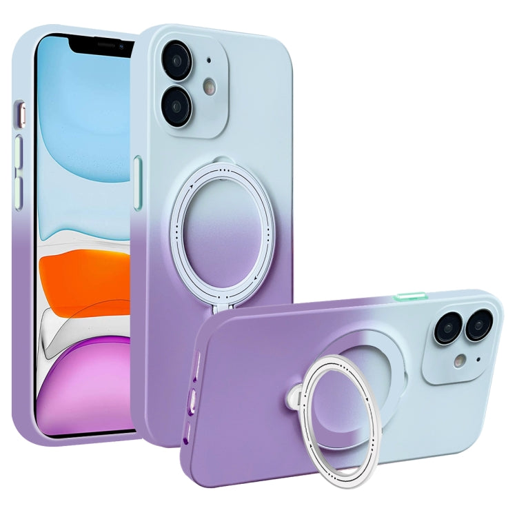 For iPhone 11 MagSafe Holder Gradient TPU Phone Case(Gray Purple) - iPhone 11 Cases by PMC TechLife | Online Shopping South Africa | PMC TechLife